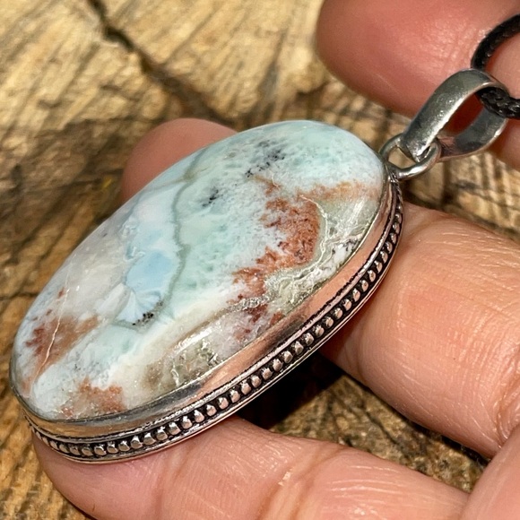 Dominican Republic Caribbean Larimar Pendant 2” - Picture 7 of 16